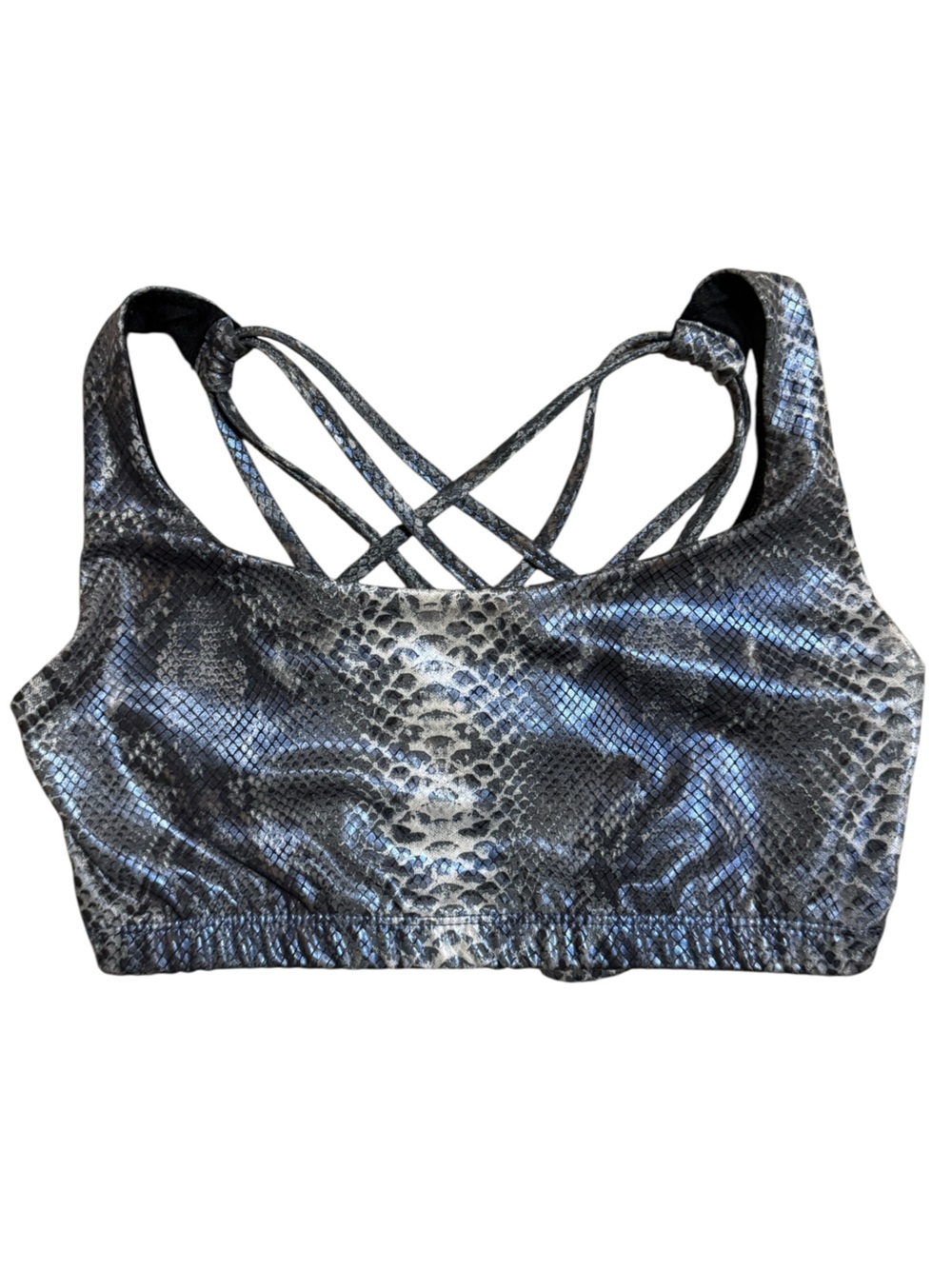 Onzie Medium Black Snake-Print Strappy Sports Bra